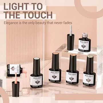 modelones Nude Gel Nail Polish Set - 6 Colors Neutral Skin Tone Gel Polish Soak Off Pale Pink Nail Polish Gel Peach Brown Gray Blue Gel Nail Kit All Seasons Nail Art Manicure Gifts DIY Home