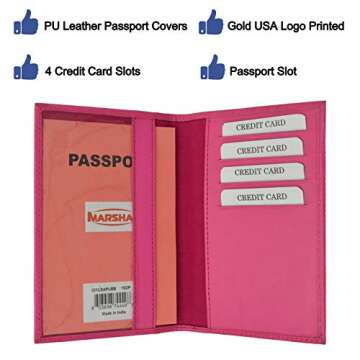 Travel Passport Organizer Holder Credit Card Case Protector Cover Wallet (Hot Pink)
