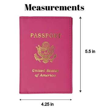 Travel Passport Organizer Holder Credit Card Case Protector Cover Wallet (Hot Pink)