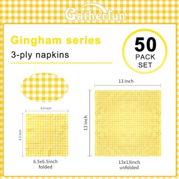 Gatherfun Gingham Disposable Paper Napkins for Parties