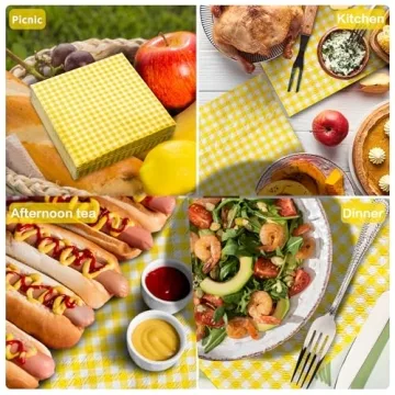 Gatherfun Gingham Disposable Paper Napkins for Parties