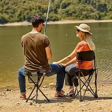 PORTAL Extra Large Quick Folding Tripod Stool with Backrest - Perfect for Fishing & Camping