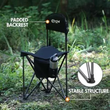 PORTAL Extra Large Folding Tripod Stool for Camping & Fishing