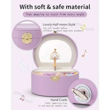 Vlando Musical Jewelry Box for Girls, Small Kid Music Box with Ballerina for Birthday Bedroom Decor, Gifts for Girls Kids - Purple