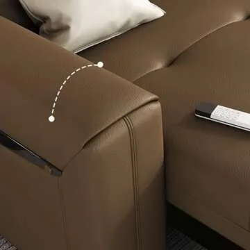 GFCDSDE Leather Couch with Electrica Retractable Pull Out Couch Bed Convertible Folding Couch Sofa Bed with Back & Square Arms Deep Seat Lounge Couchfor Living Room Home Apartment Office,3.16m