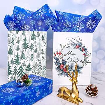 Whaline 100 Sheets Christmas Snowflake Tissue Paper Gift Wrapping