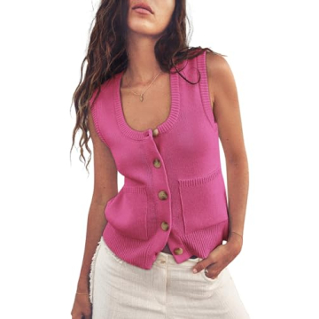 Cute Tops for Women Ribbed Tank Tops Womens Sweater Vest Sleeveless Blouse Work Outfits Office Shirt...