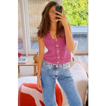 Cute Ribbed Tank Tops for Women - Summer Sweater Vest