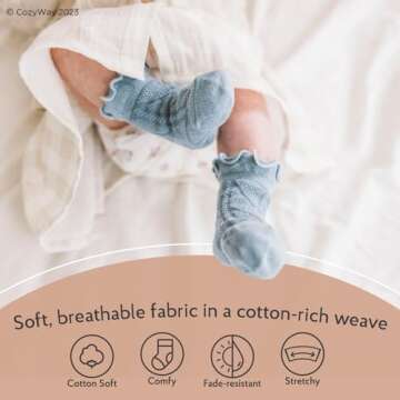 CozyWay Toddler Ruffle Socks for Stylish Girls - 6 Pack