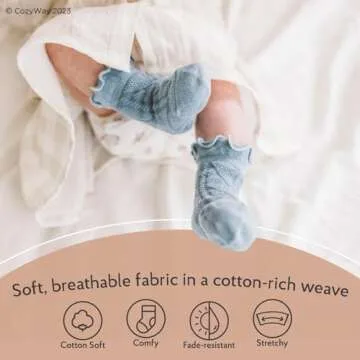 CozyWay Toddler Ruffle Socks for Stylish Girls - 6 Pack