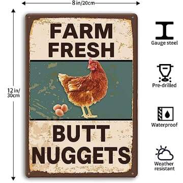 Chicken Coop Signs for Farm Fresh Butt Nuggets Sign,Vintage Metal Farm Signs,Chicken Signs For Coop ...