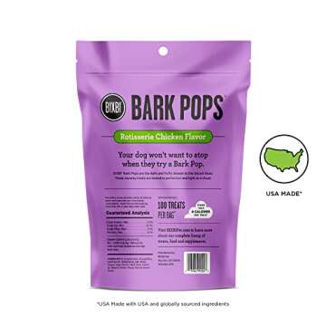 BIXBI Bark Pops, Rotisserie Chicken (4 oz, 1 Pouch) - Crunchy Small Training Treats for Dogs - Wheat...