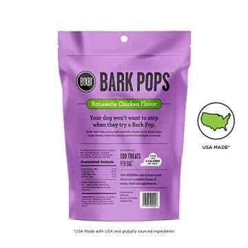 BIXBI Bark Pops, Rotisserie Chicken (4 oz, 1 Pouch) - Crunchy Small Training Treats for Dogs - Wheat...