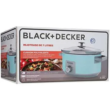 BLACK+DECKER 7-Quart Slow Cooker, SC2007D, Lid Holder, 3 Heat Settings, Extra Large Handles, Dishwasher Safe, Teal