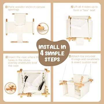 Tislly Baby Swing Outdoor Indoor Toddler Swing Seat with Safety Belt, Canvas Hanging Swings Outside Tree Swing Great Gift for Baby Boys Girls Kids Lovers