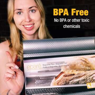 Eparé French Baguette Bread Pan for Baking - 15" x 13" Non Stick French Bread Baking Pan - Perforated Long Italian Bread Pan - Baquette Baking Pan Tool - US Company