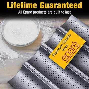 Eparé French Baguette Bread Pan for Baking - 15" x 13" Non Stick French Bread Baking Pan - Perforated Long Italian Bread Pan - Baquette Baking Pan Tool - US Company