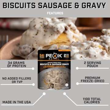 Peak Refuel Biscuits and Gravy | Premium Freeze Dried Camping Food | Backpacking & Hiking MRE Meals ...