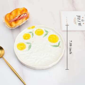 Koythin Ceramic Dinner Plate, Cute Fruits Creative Plates Design, Printed Flowers Dinnerware for Off...