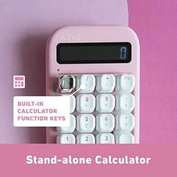 AZIO IZO Wireless Mechanical Calculator & Number Pad (Pink/Silver) - Bluetooth 5.0 & USB, Gateron-Red Mechanical Switch, 9 Backlight Modes, Rechargeable, PC & Mac Compatible, Pink Blossom (IN408)