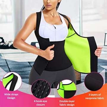 Eleady Best Neoprene Waist Trainer Corset Sweat Vest Weight Loss Body Shaper Workout Tank Tops Women (Black Sauna Suit, Small)