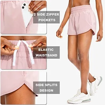SANTINY Women's Running Shorts with Zip Pockets for Comfort