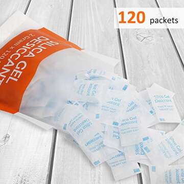Orimit 2 Gram [120 Packets] Silica Gel Packs for Moisture Absorbing, Desiccant Dehumidifier Bags for...