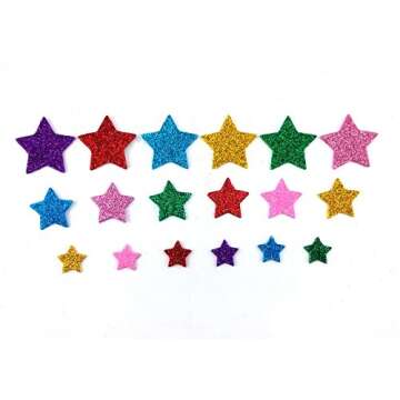 Honbay 200pcs Colorful Self Adhesive Star Shape Foam Glitter Stickers