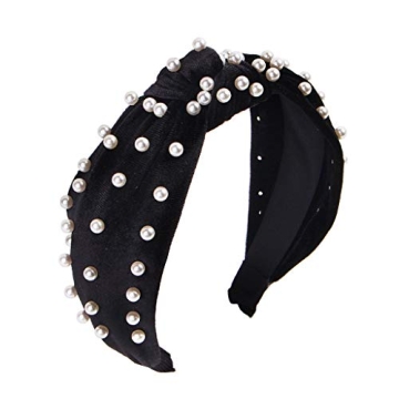 Headbands for Women Pearl Headbands - 1PCS Twisted Faux Pearl Velvet Headband Elegant Bling Hair Cli...