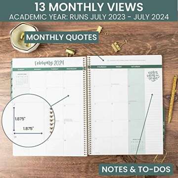 bloom daily planners 2023-2024 (8.5" x 11") Academic Year Day Planner (July 2023 - July 2024) - Weekly/Monthly Dated Agenda Organizer with Tabs - Boho Greenery