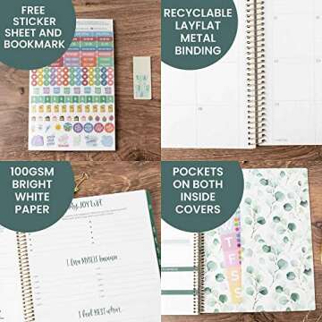 bloom daily planners 2023-2024 (8.5" x 11") Academic Year Day Planner (July 2023 - July 2024) - Weekly/Monthly Dated Agenda Organizer with Tabs - Boho Greenery