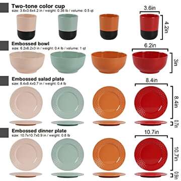 Durable Melamine Dinnerware Set - 16 pcs for 4 Users