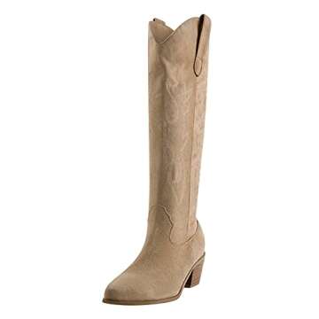 LISHAN Women's Western Cowboy Boots - Stylish & Vegan-Friendly