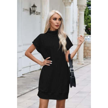 Stylish Viottiset Women's Turtleneck Oversized Sweater Dress