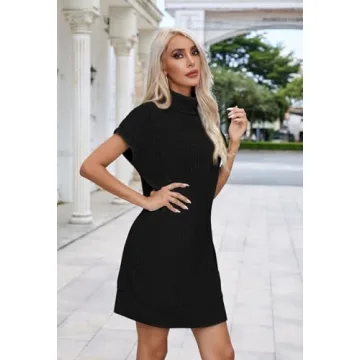 Stylish Viottiset Women's Turtleneck Oversized Sweater Dress