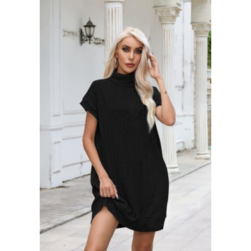 Stylish Viottiset Women's Turtleneck Oversized Sweater Dress