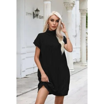 Stylish Viottiset Women's Turtleneck Oversized Sweater Dress