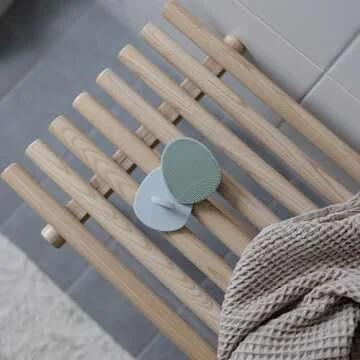 mushie Baby Bath Cradle Cap Brush | Soft Silicone Bristles for Dry Skin, Eczema, & Cradle Cap Treatment | 2-Pack (Tradewinds/Periwinkle)