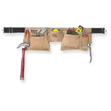 Custom LeathercraftI427X Heavy Duty Contractor-Grade Suede Leather Work Apron, 2 Steel Hammer Loops,...