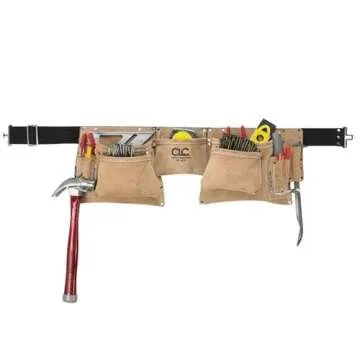 Custom LeathercraftI427X Heavy Duty Contractor-Grade Suede Leather Work Apron, 2 Steel Hammer Loops, 12 Pockets, Tan , Brown