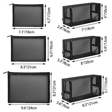 Unoutur Mesh Cosmetic Bag Pouch - 6 Pieces Portable Travel Organizers