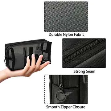 Unoutur Mesh Cosmetic Bag Set - 6 Durable Organizers