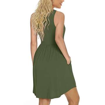 LONGYUAN Sundress Hawaiian Dresses for Women 2025 Summer Tank Dress Cover up with Pockets