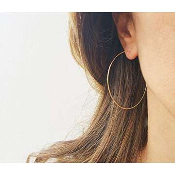 3 Pairs Big Wire Hoop Earrings in Gold, Silver, Rose Gold