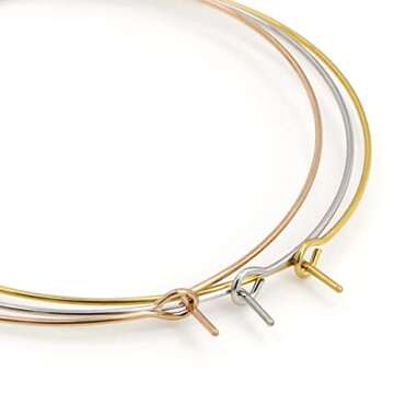 3 Pairs Big Wire Hoop Earrings in Gold, Silver, Rose Gold