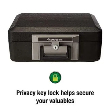 SentrySafe Fireproof Safe Box with Key Lock, Chest Safe with Carrying Handle to Secure Money, Jewelry, Documents, 0.25 Cubic Feet, 6.3 x 15.3 x 12.1 Inches, 1160