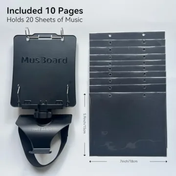 MusBoard Marching Lyre MB-FP10, Adjustable Marching Band Music Lyre for Flute and Piccolo with 10 Pages, Holds 20 Sheets of Music