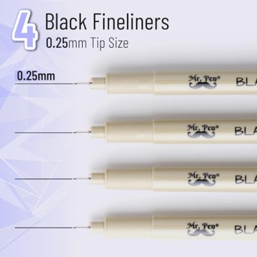 Mr. Pen Black Fineliners 0.25mm Set of 4 No Bleed Bible Pens