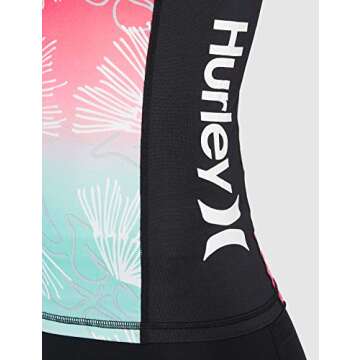 Hurley One & Only Sig Zane Wailehua Short Sleeve Rashguard Light Aqua LG (US 11)