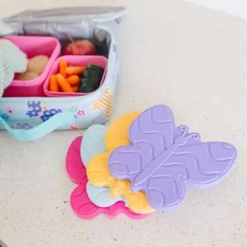 Wildkin Kids Ice Packs (4 Pack) – Slim, Reusable, Keeps Lunch Cool for School/Travel - Butterfly